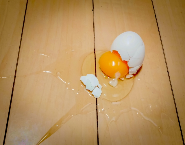 床に落ちた卵